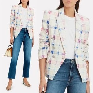 L'AGENCE Kenzie Tweed Plaid Check Gingham Blazer in Radiant Houndstooth - Size 8